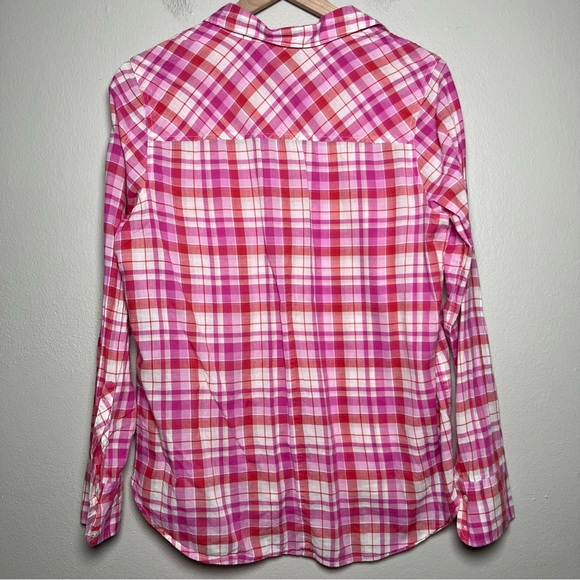 J. Crew Women Boy Button Down Shirt 12 Pink Plaid Cotton Valentine Office - Picture 7 of 8